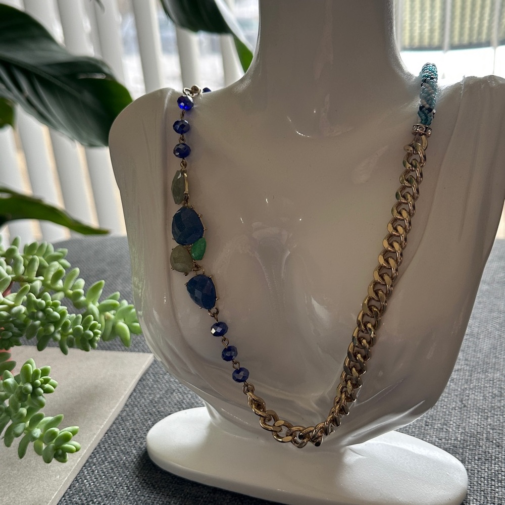 NWT Colorful Beaded Necklace with Gold Chain